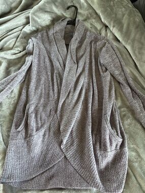 Barefoot Dreams Open-Front Cardigan in Heather Taupe